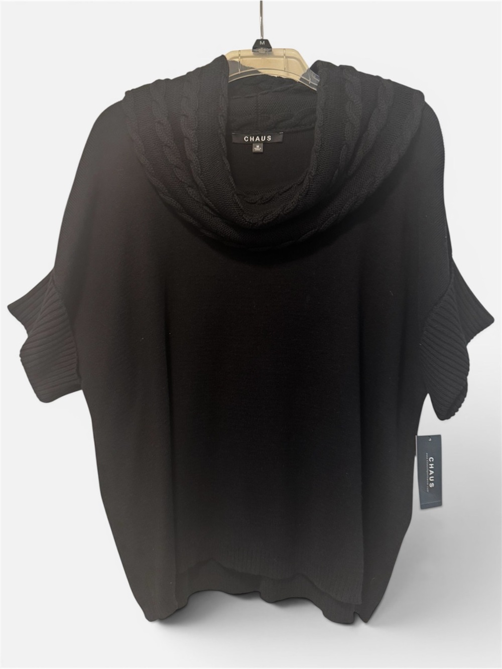 Chaus Black Cowl Neck Short Sleeve Sweater
